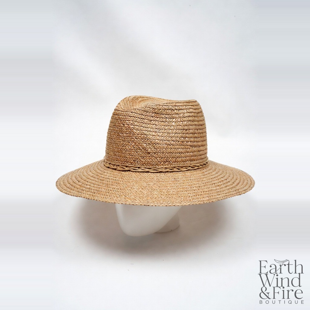 Woven Wide-Brim Market Hat